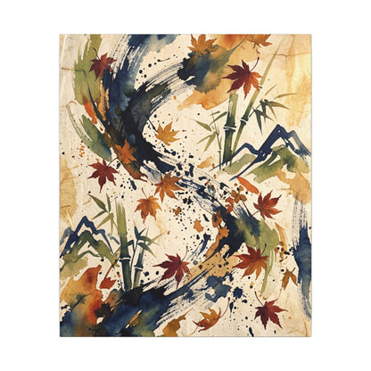 Golden Hour Ink Brushstroke Canvas Art - Zen Shibui