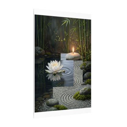 Candlelight Lotus Flower Canvas Art - Zen Kanso