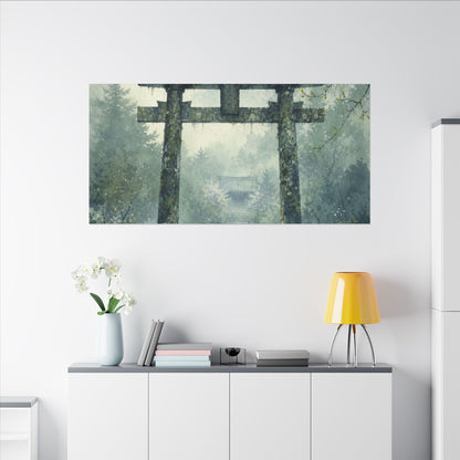 Earthy Torii Gate Canvas Art - Watercolor Japandi