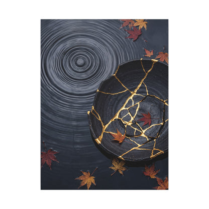 Philosophical Water Ripple Canvas Art - Gold Repair Kintsugi