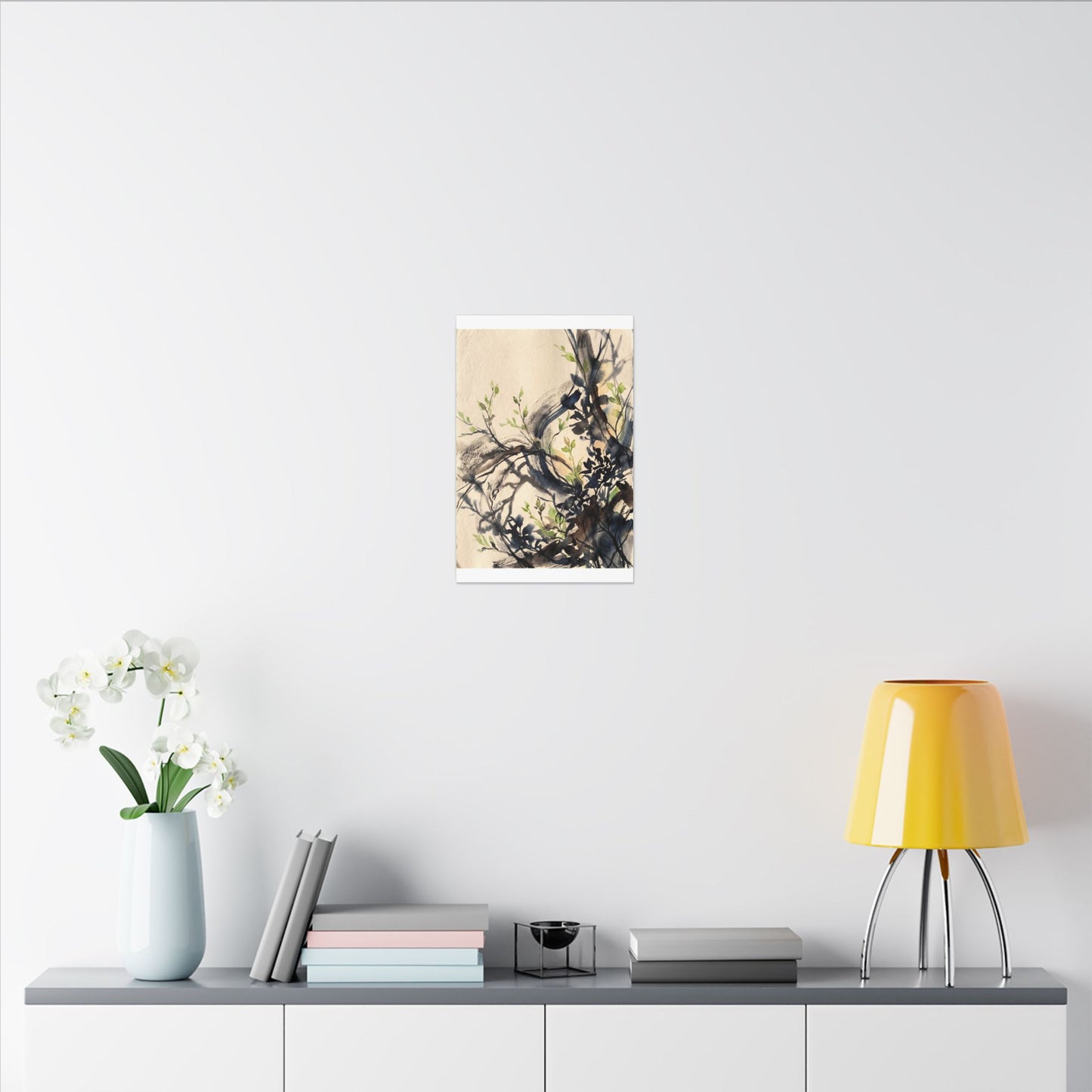 Ma Shadow Play Canvas Art - Dark Japandi Charcoal Ink