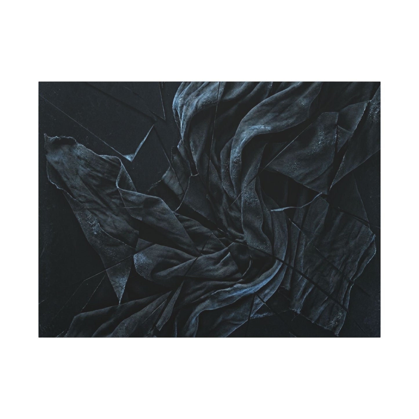 Dark Japandi Silk Drape in Moonlight | Moody Minimal Canvas Art