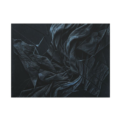 Dark Japandi Silk Drape in Moonlight | Moody Minimal Canvas Art