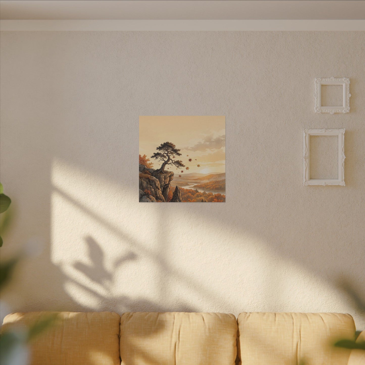Pine Tree Autumn Canvas Art | Japandi Warm Design