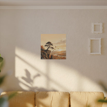 Pine Tree Autumn Canvas Art | Japandi Warm Design