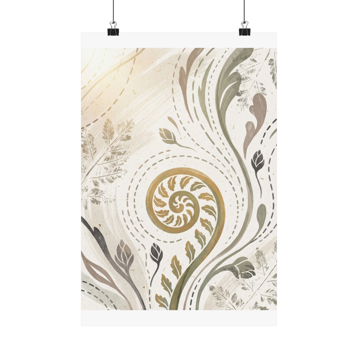 Fern Unfurling Wall Art Print | Spring Japandi Japanese Pattern Art Art Print