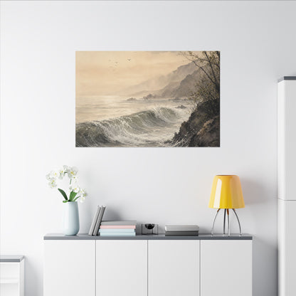 Ocean Wave Spring Canvas Art | Japandi Elegant Design