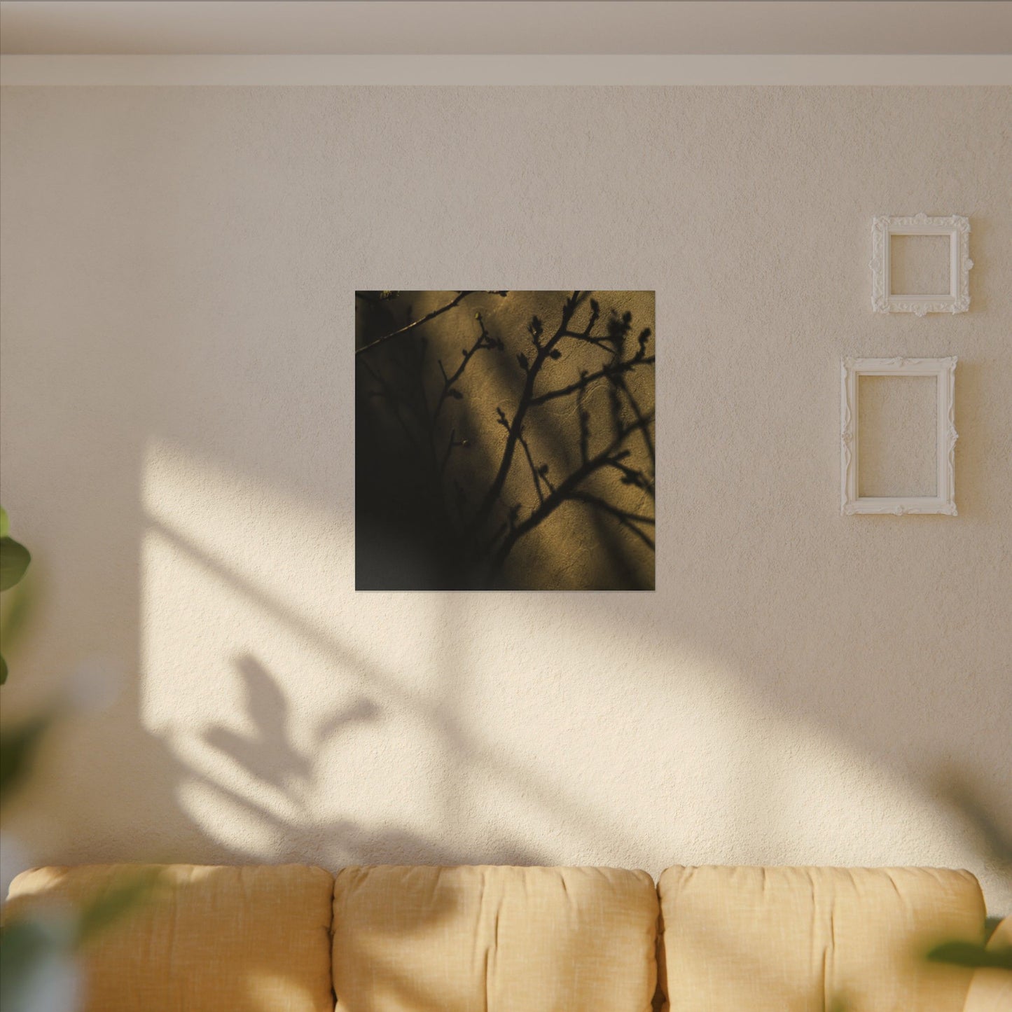 Golden Hour Shadow Play Canvas Art - Dark Japandi Seijaku