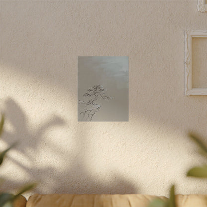 Pine Tree Minimal Line Canvas Art | Warm Japandi Art