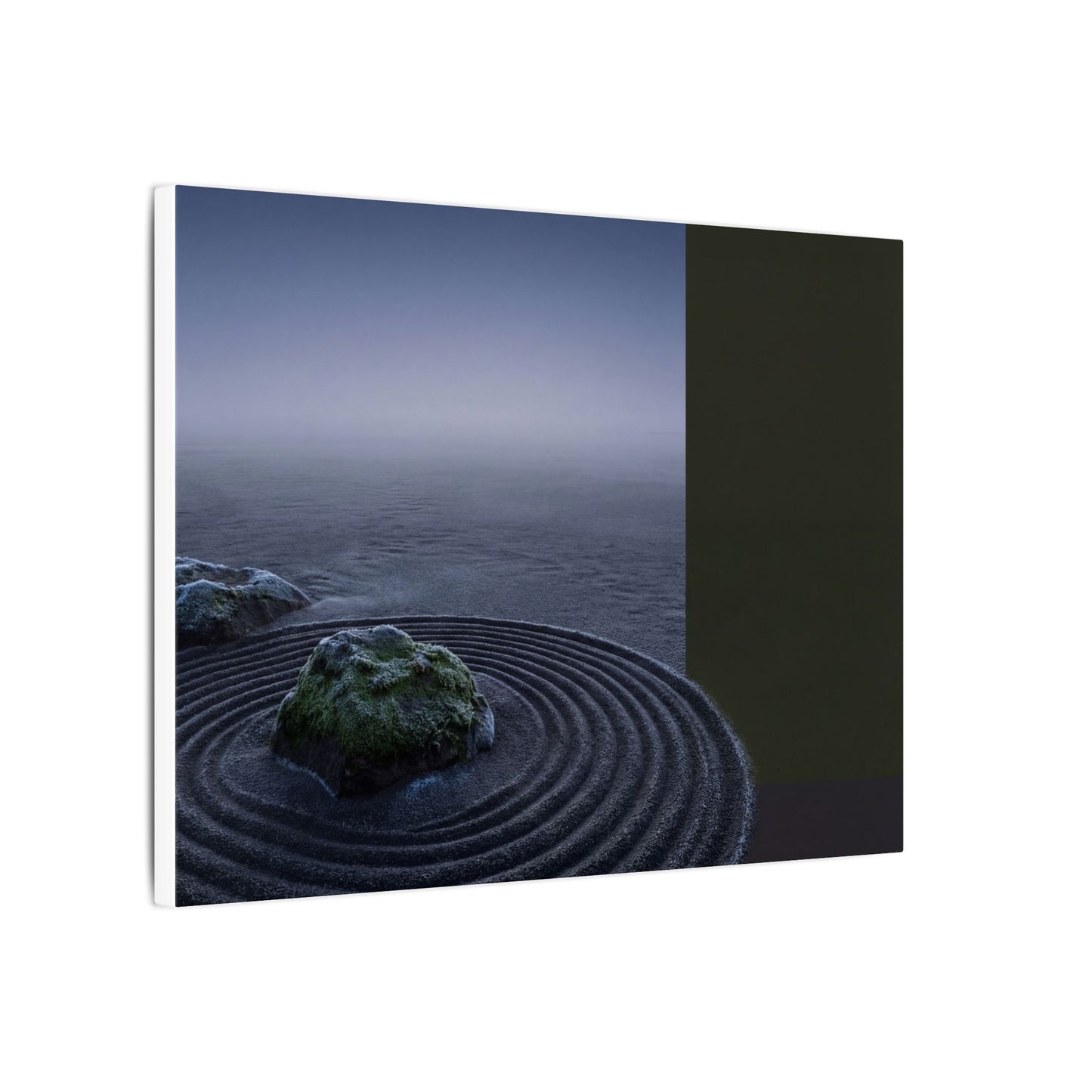 Ma Rock Garden Canvas Art - Dark Japandi Moody Minimal