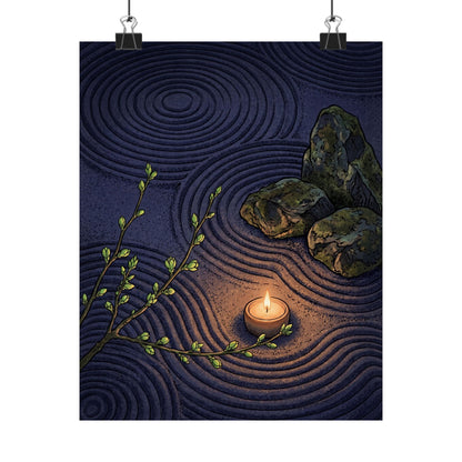 Rock Garden Wall Art Print | Spring Zen Ukiyo E Inspired Art
