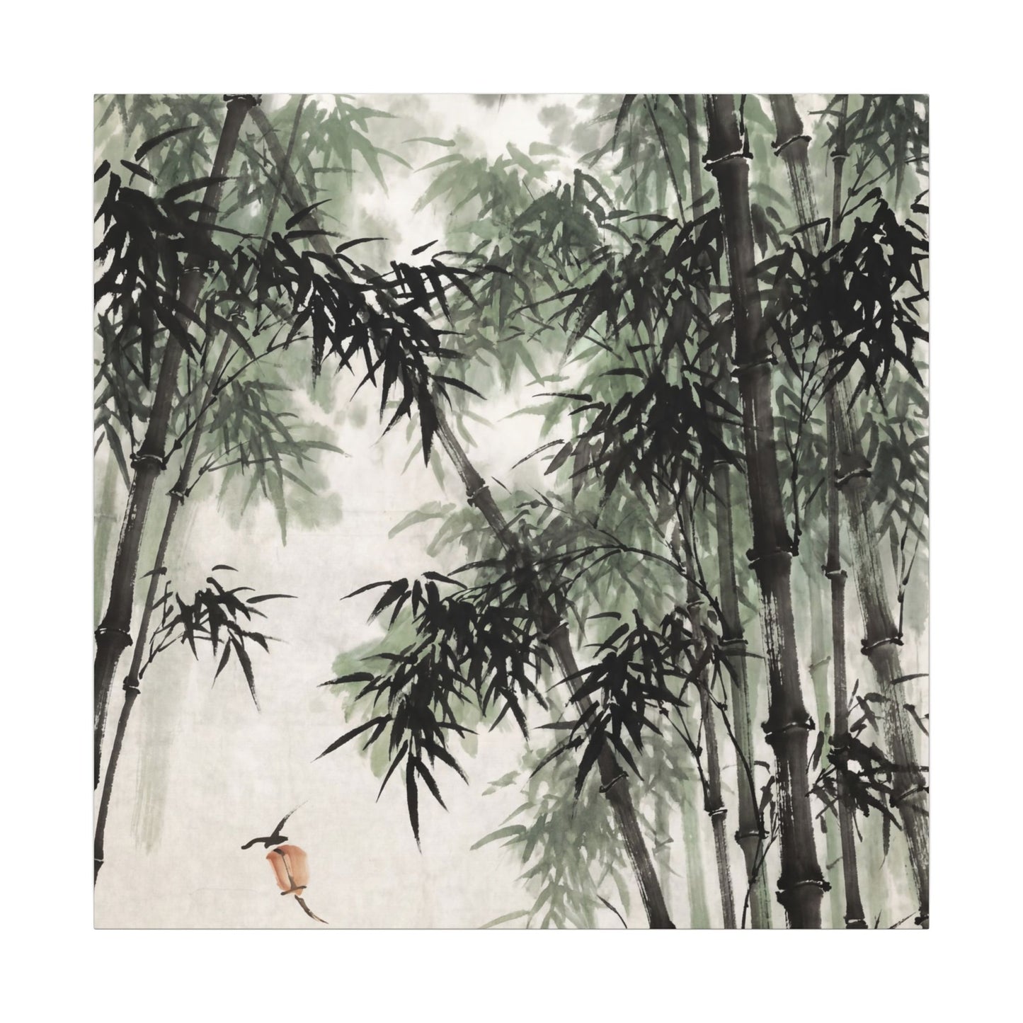 Zen Bamboo Grove in Overcast | Sumi E Canvas Art
