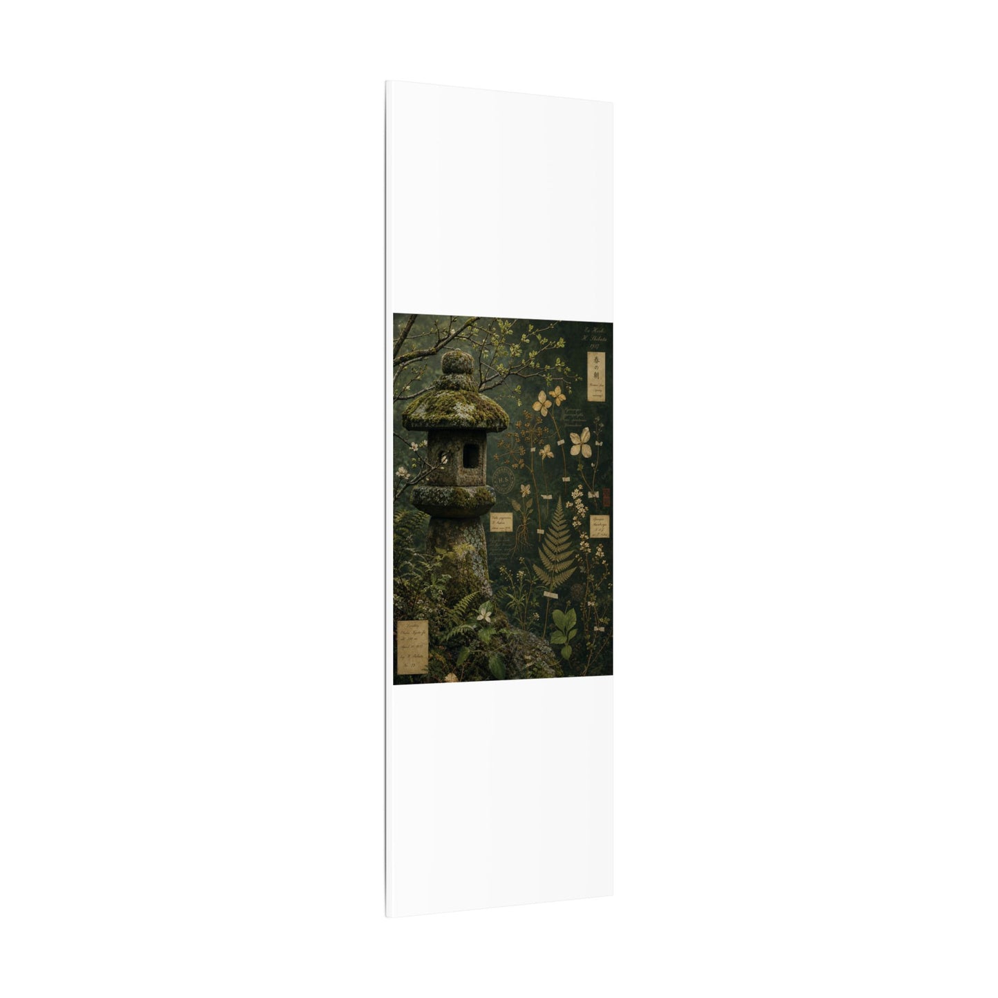 Spring Stone Lantern Herbarium Canvas Art | Nostalgic Decor