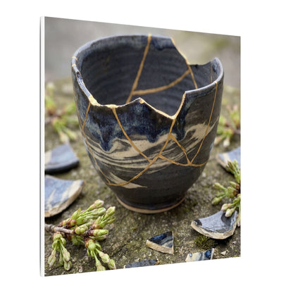 Datsuzoku Ceramic Bowl Canvas Art - Kintsugi Gold Repair