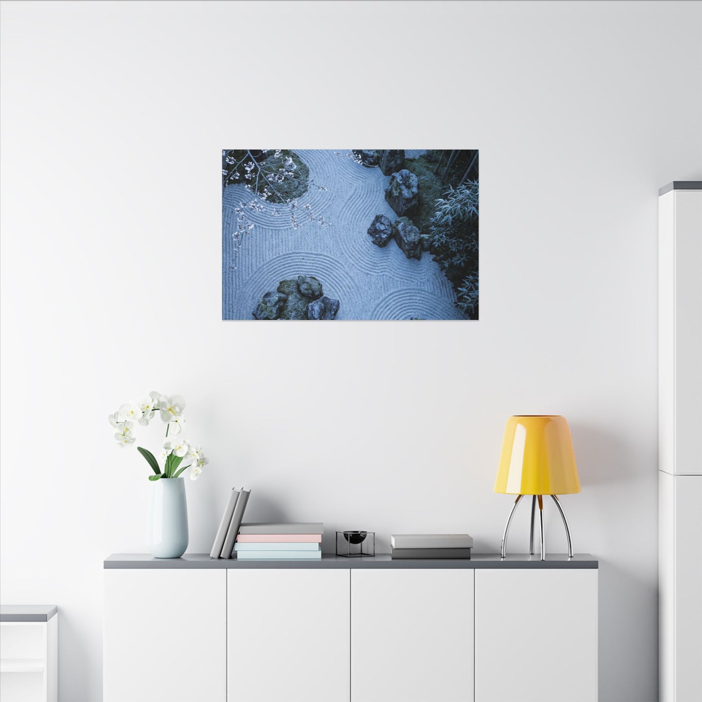 Contemplative Cherry Blossom Canvas Art - Karesansui Zen
