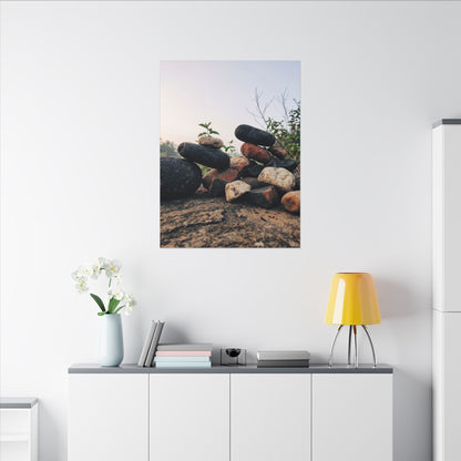River Stones Canvas Art | Spring Kintsugi Broken Beauty Art