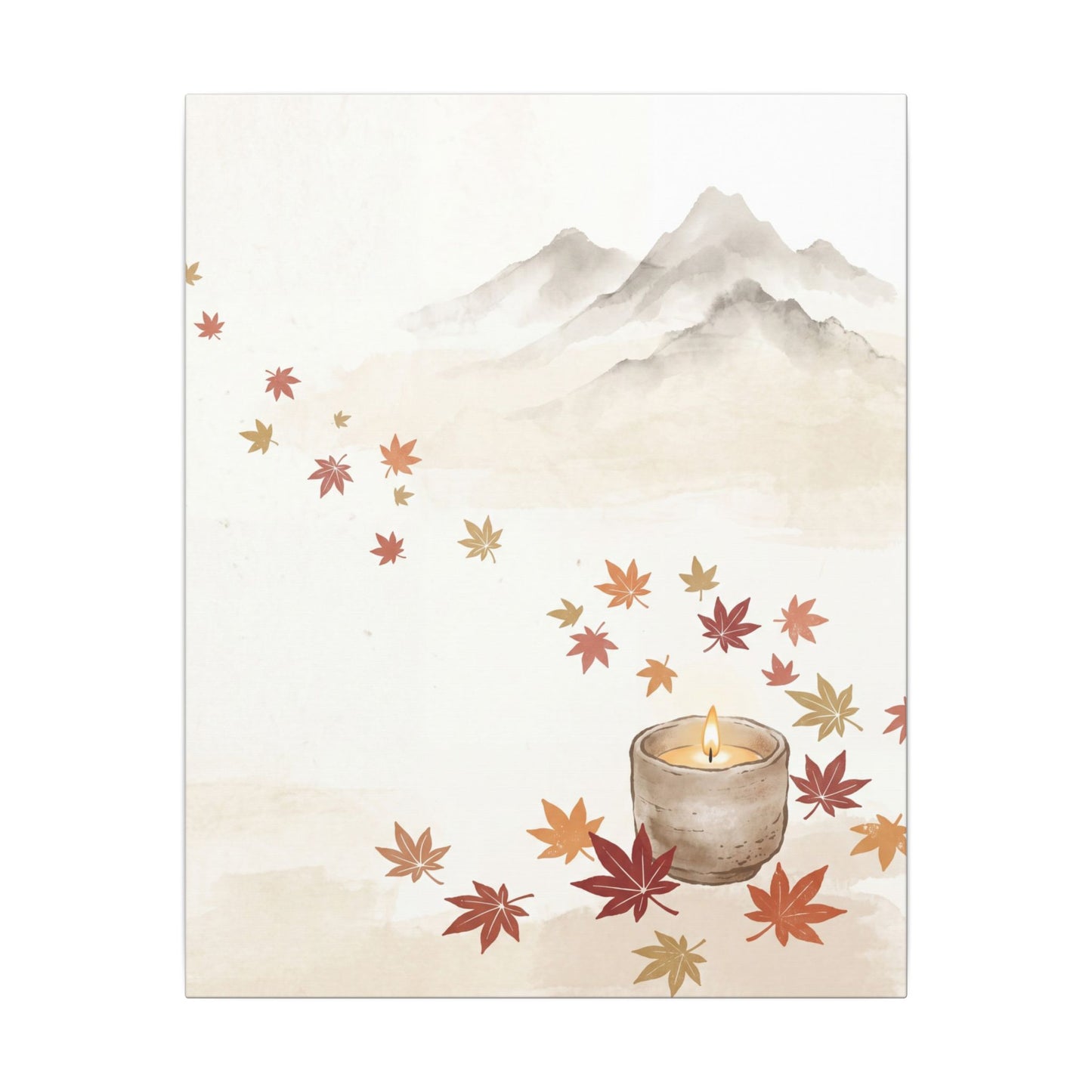 Earthy Mountain Mist Canvas Art - Japanese Pattern Japandi