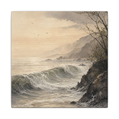 Ocean Wave Spring Canvas Art | Japandi Elegant Design