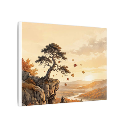 Pine Tree Autumn Canvas Art | Japandi Warm Design