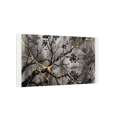 Kanso Cherry Blossom Canvas Art - Kintsugi Crackle Gold