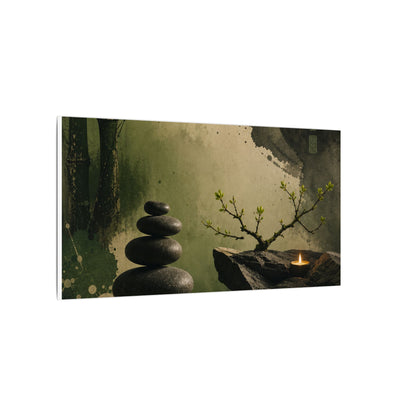 River Stones Spring Canvas Art | Zen Contemplative Design