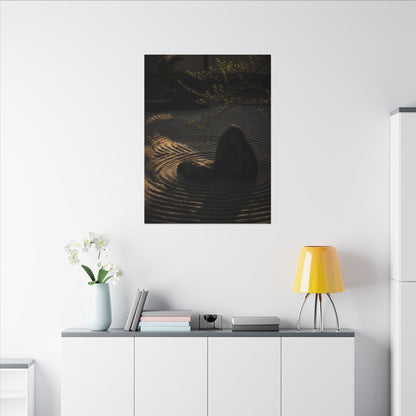 Ma Rock Garden Canvas Art - Dark Japandi Shadow Zen