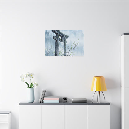 Torii Gate Canvas Art | Spring Zen Sumi E Art