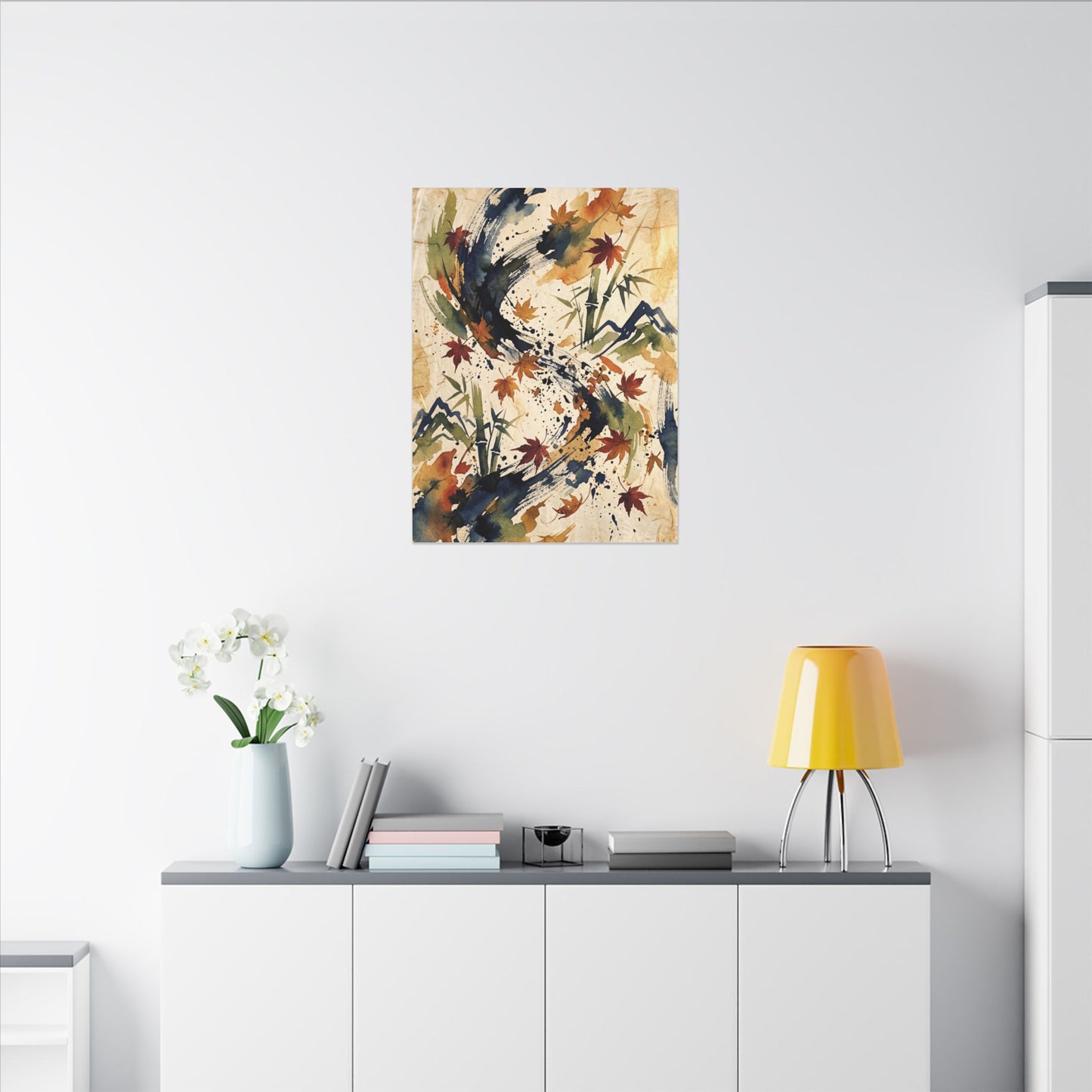 Golden Hour Ink Brushstroke Canvas Art - Zen Shibui