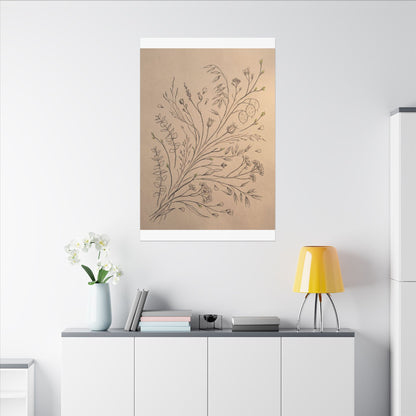 Dried Flowers Canvas Art | Spring Japandi Minimal Line Art