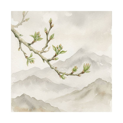 Overcast Mountain Mist Wall Art Print - Japandi Mono No Aware