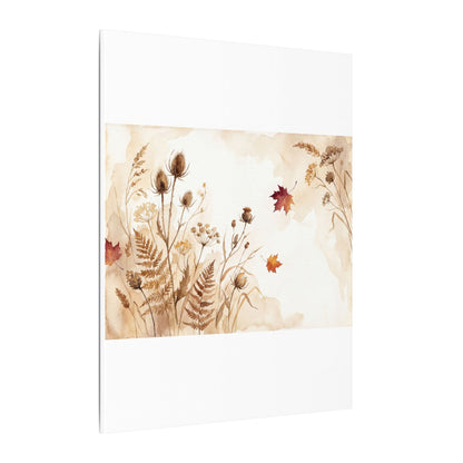 Dried Flowers Canvas Art | Autumn Japandi Watercolor Art