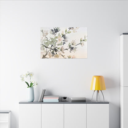 Cherry Blossom Watercolor Canvas Art | Elegant Japandi Art