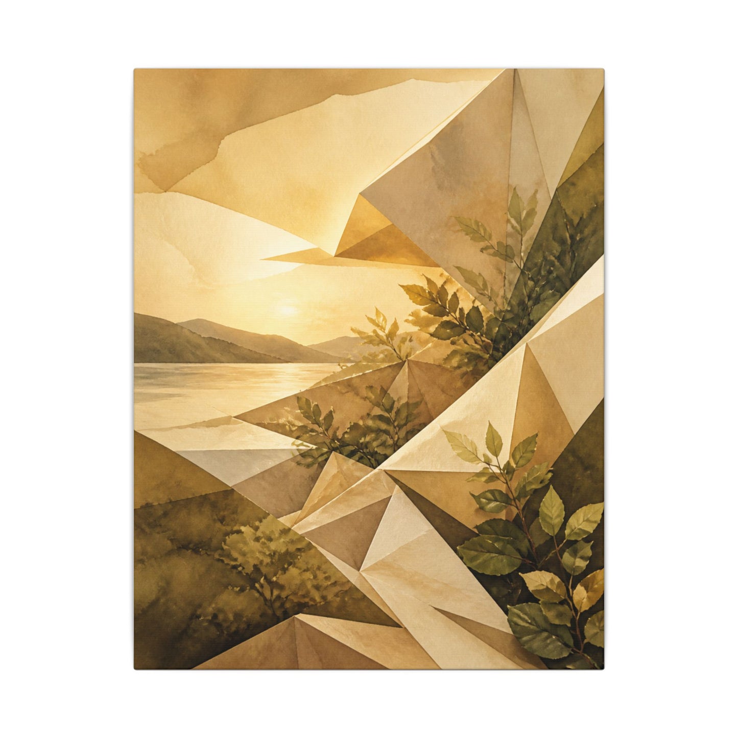 Golden Hour Paper Fold Canvas Art - Japandi Ma