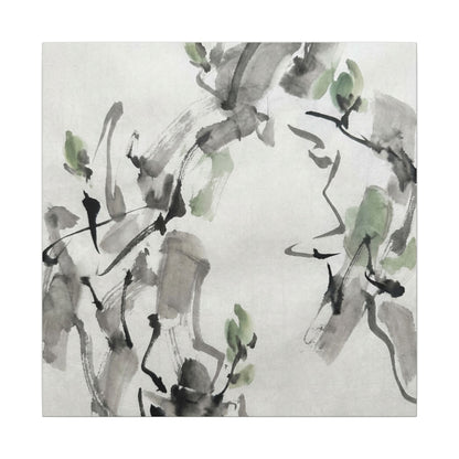 Zen Ink Brushstroke in Overcast | Sumi E Canvas Art