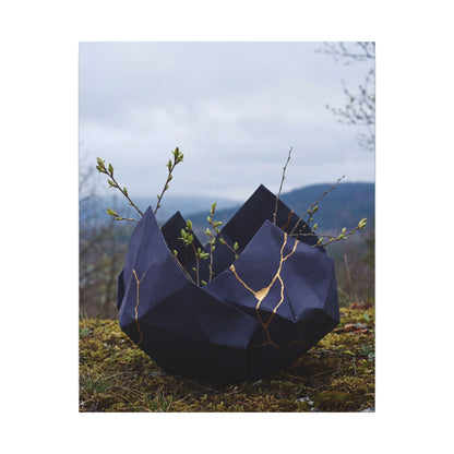 Paper Fold Canvas Art | Spring Kintsugi Gold Repair Art