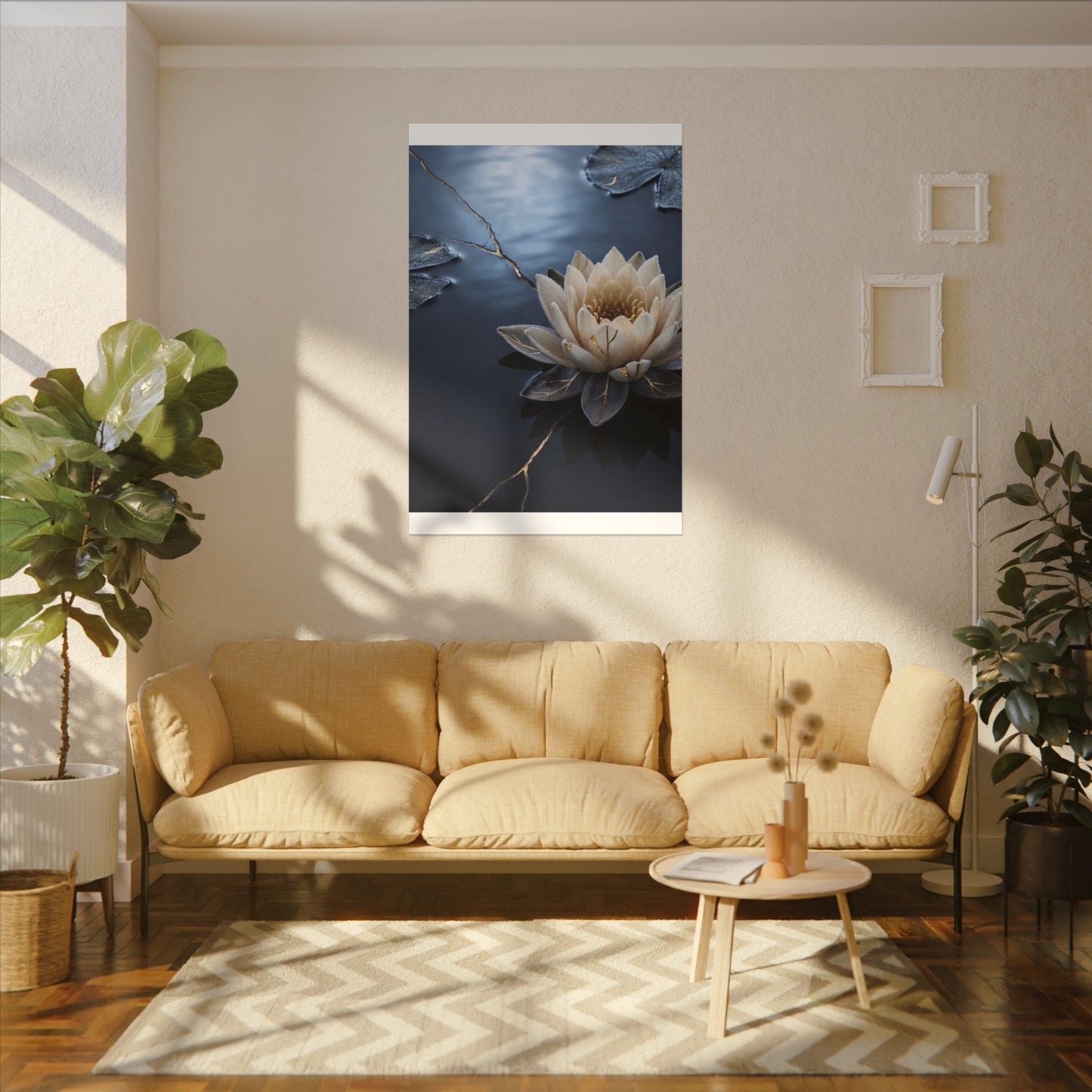 Beautiful Lotus Flower Canvas Art - Gold Vein Kintsugi