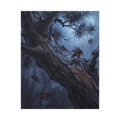 Atmospheric Pine Tree Canvas Art - Shadow Zen Dark Japandi