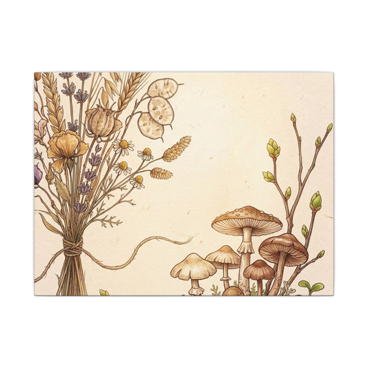 Dried Flowers Spring Canvas Art | Cottagecore Cozy Design