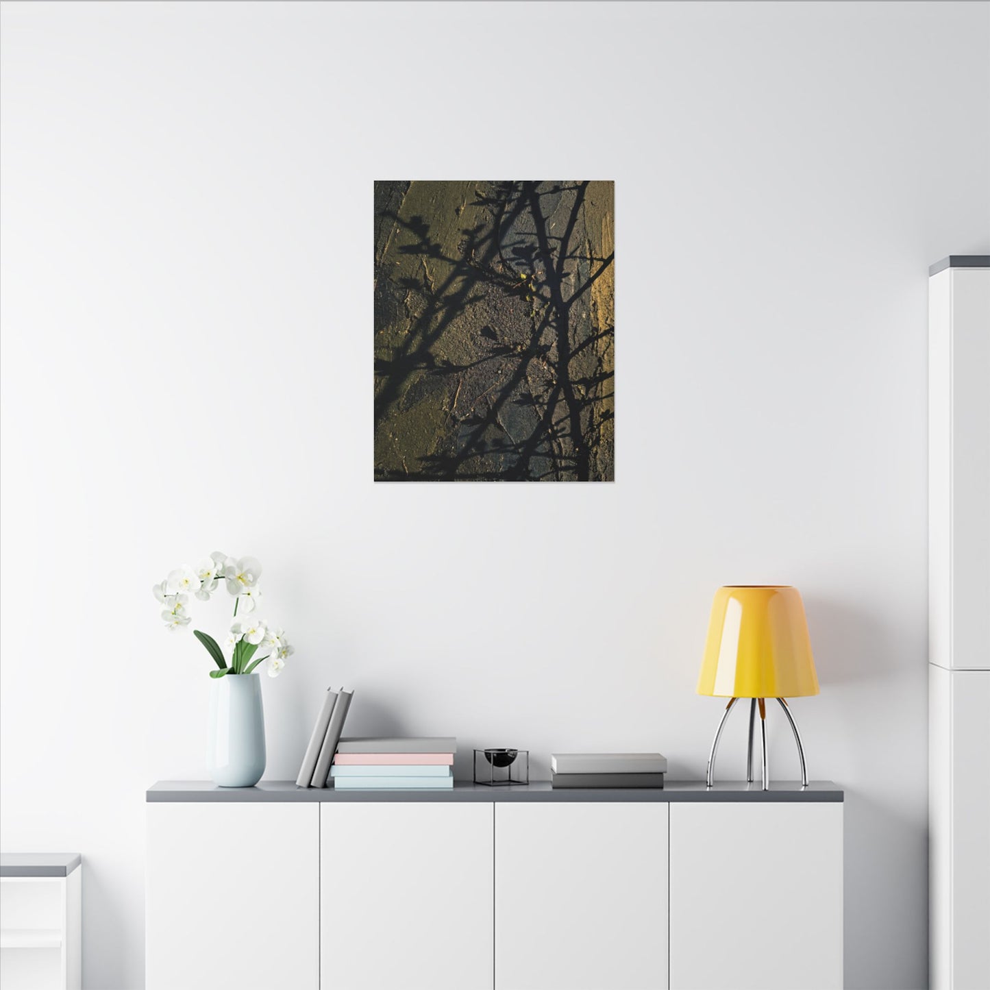 Kanso Shadow Play Canvas Art - Dark Japandi Dark Texture