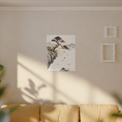 Peaceful Pine Tree Canvas Art - Sumi E Zen