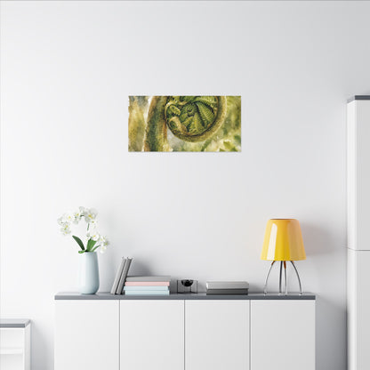 Japandi Fern Unfurling in Dappled | Watercolor Canvas Art