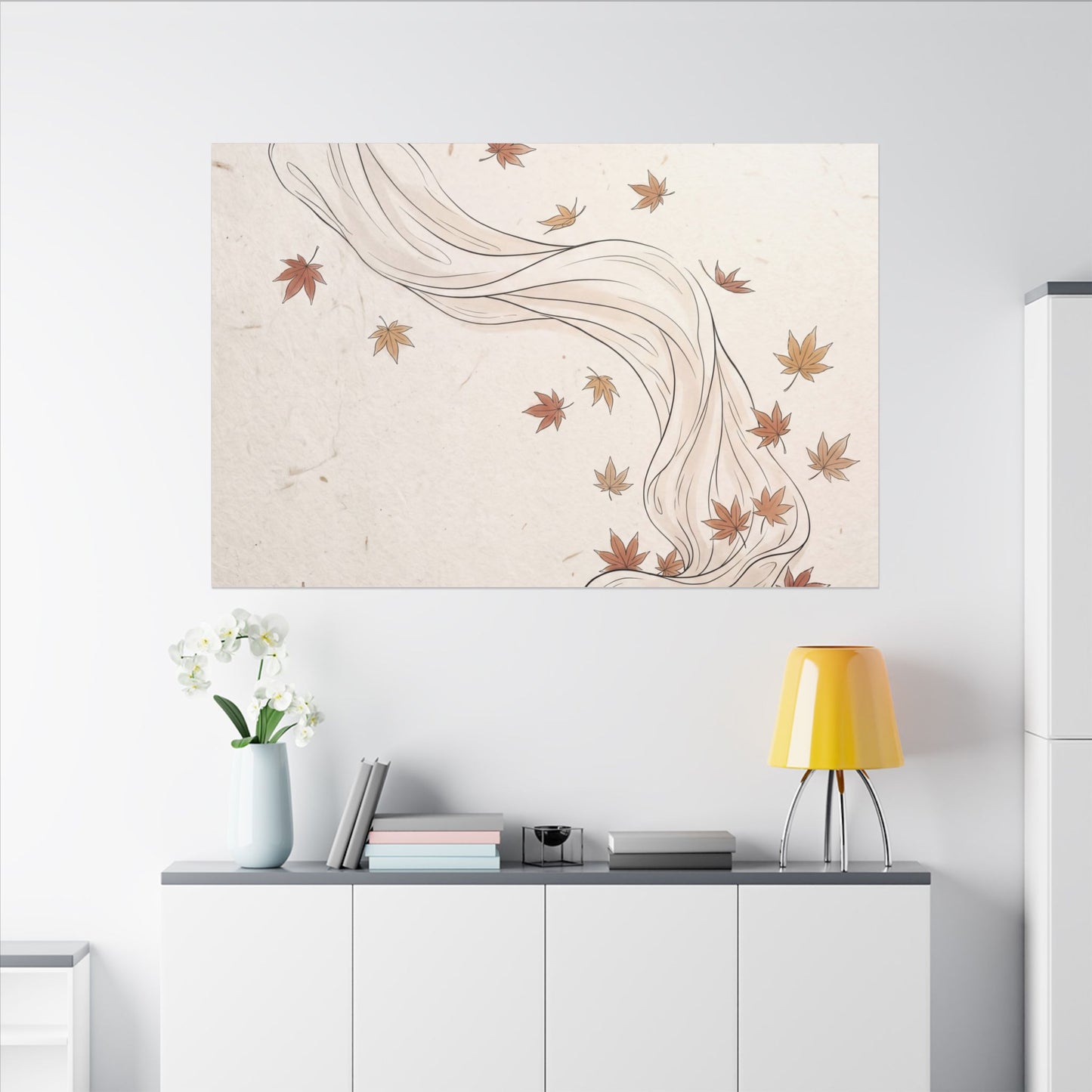 Japandi Silk Drape in Dawn | Minimal Line Canvas Art