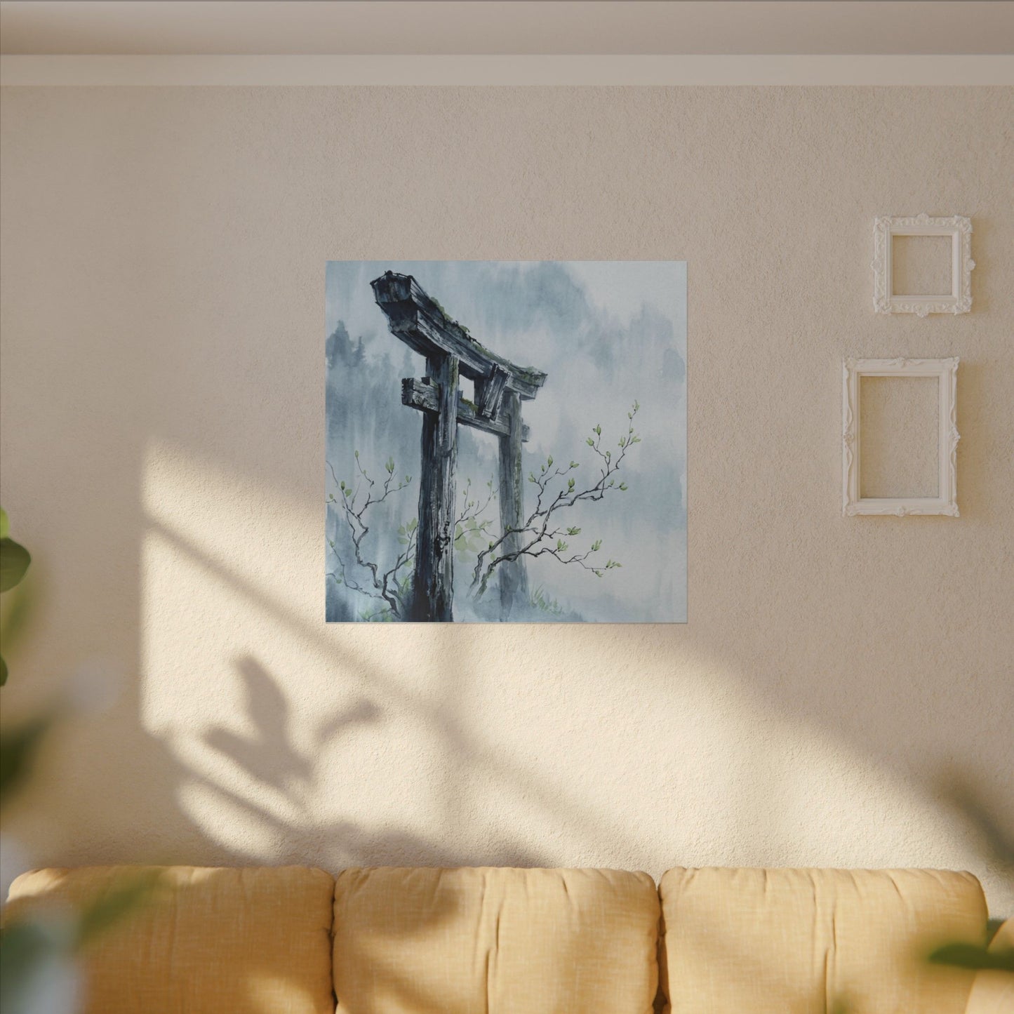 Torii Gate Canvas Art | Spring Zen Sumi E Art