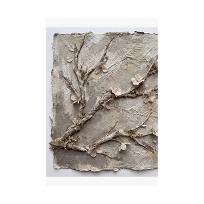 Summer Cherry Blossom Texture Wall Art Print | Neutral Decor