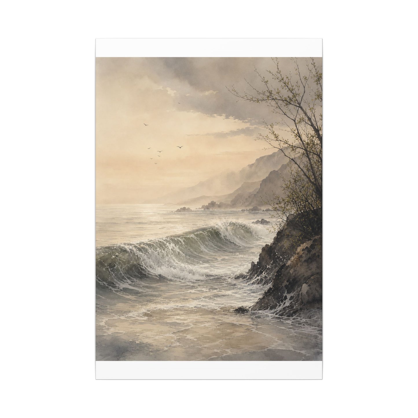Ocean Wave Spring Canvas Art | Japandi Elegant Design