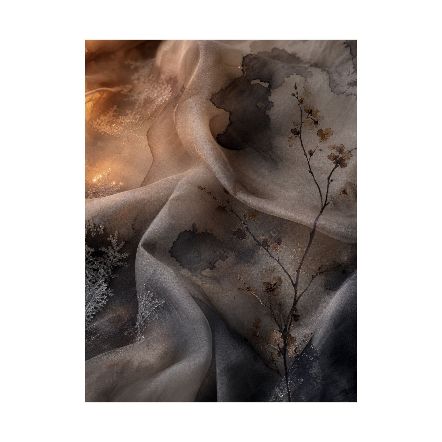 Candlelight Silk Drape Wall Art Print - Japandi Kanso
