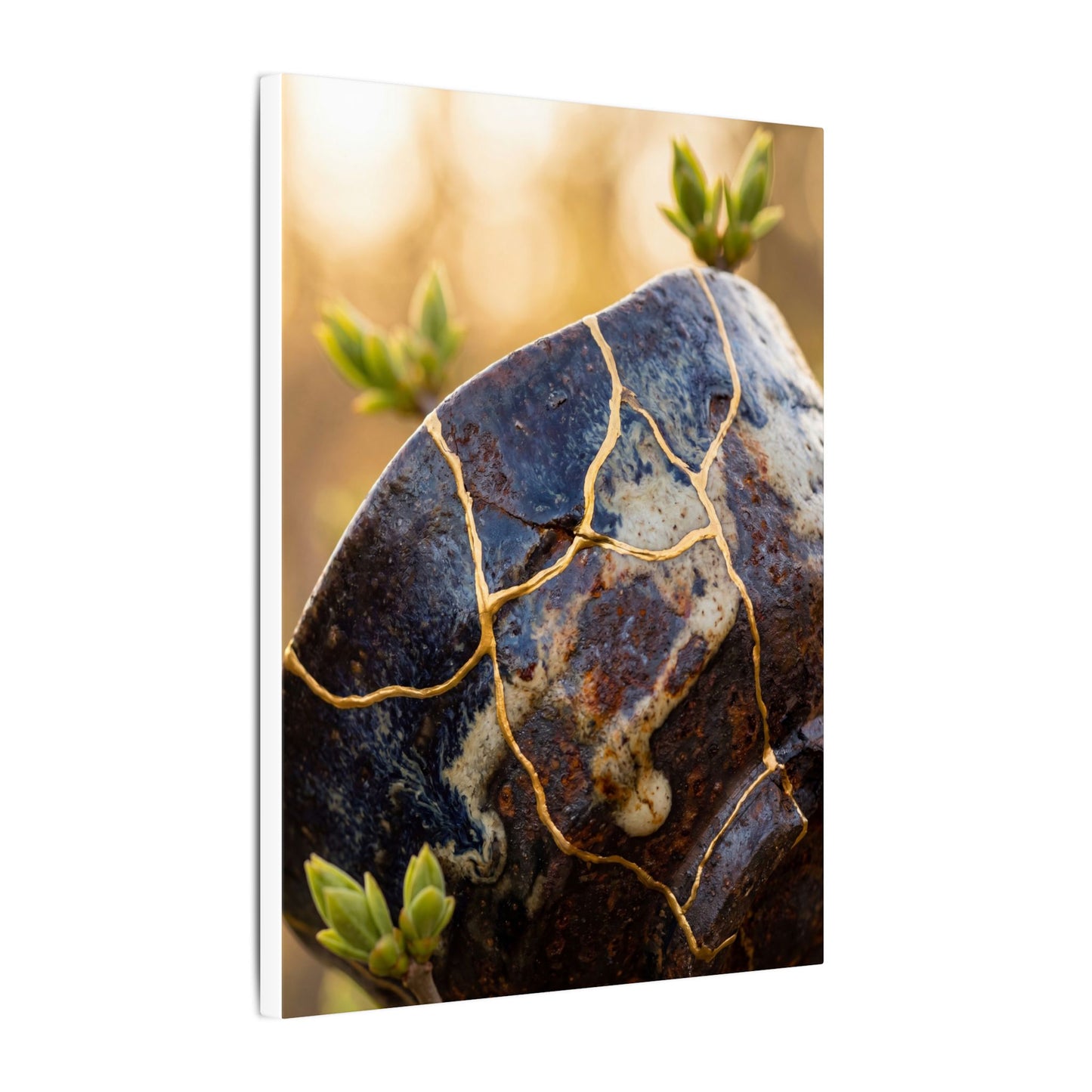 Fukinsei Rust Patina Canvas Art - Kintsugi Gold Repair