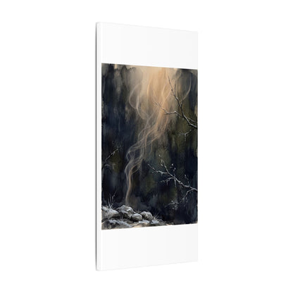 Incense Smoke Winter Canvas Art | Dark Japandi Moody Design