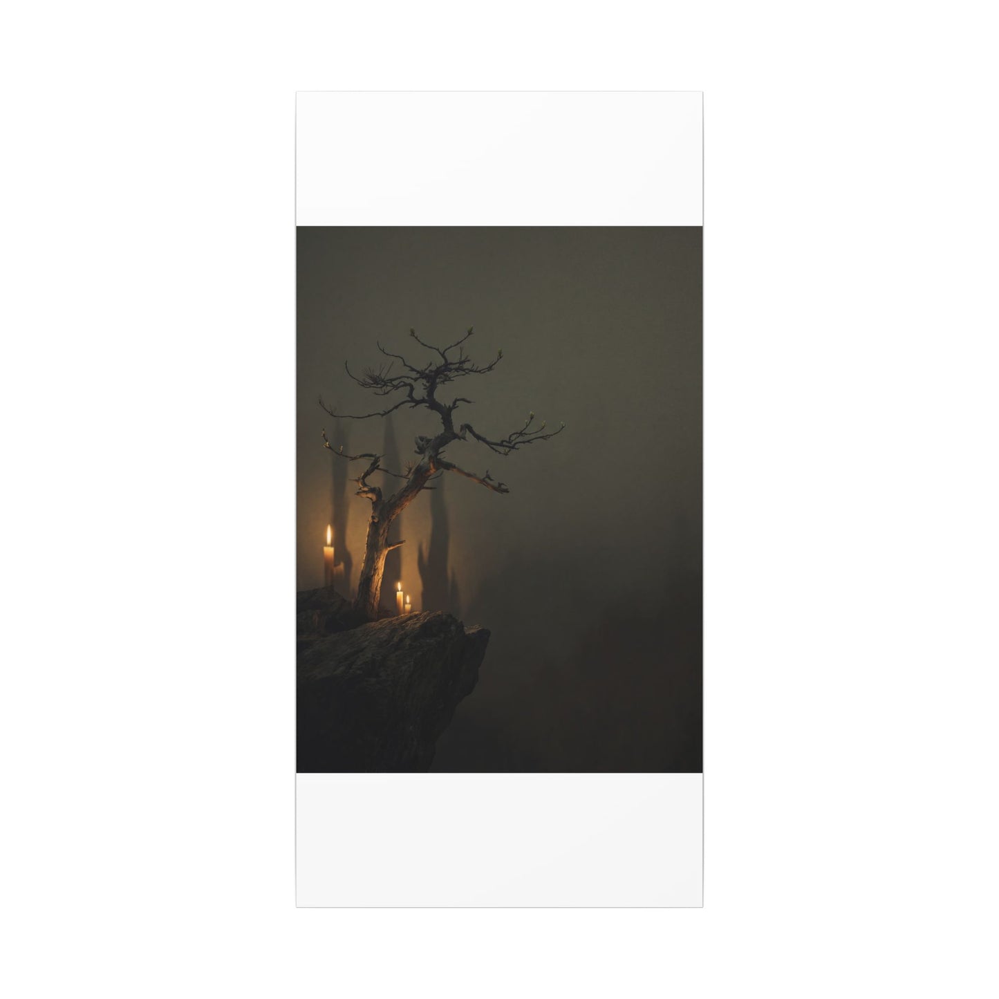 Ma Pine Tree Canvas Art - Dark Japandi Shadow Zen