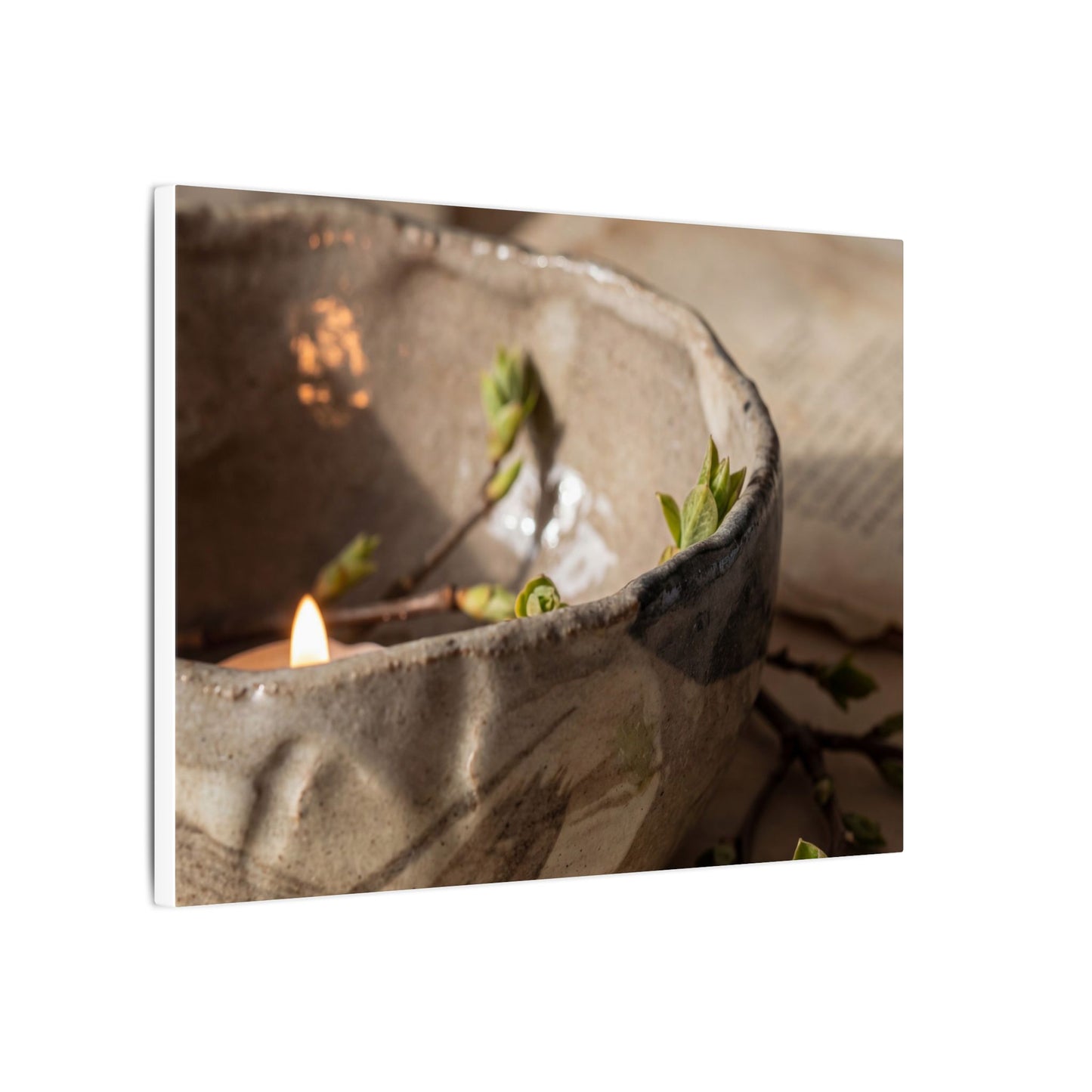 Candlelight Ceramic Bowl Canvas Art - Japandi Ma
